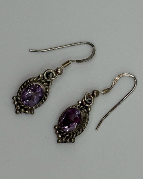 Bling Collection - Amethyst Designer Earrings - (Sterling)
