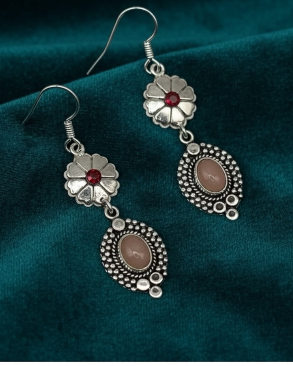 Bling Collection - Opal & Garnet Designer Earring (Sterling)