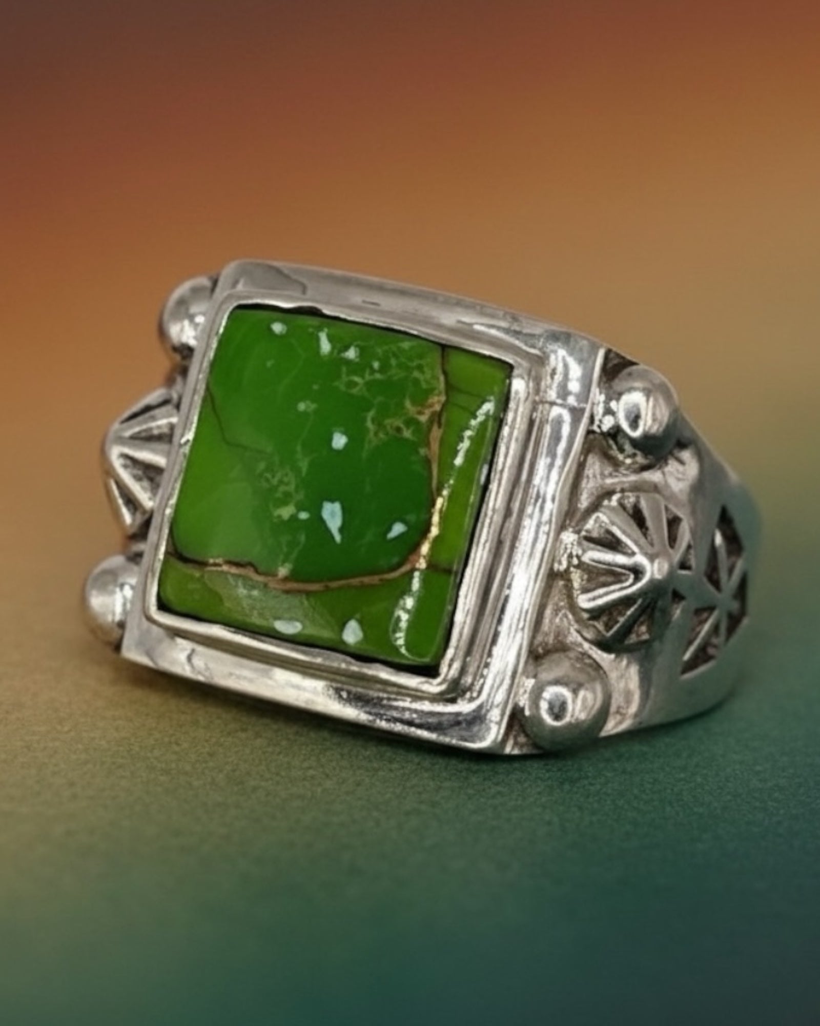 Bling Collection - Green Turquoise Gemstone Ring (Sterling)