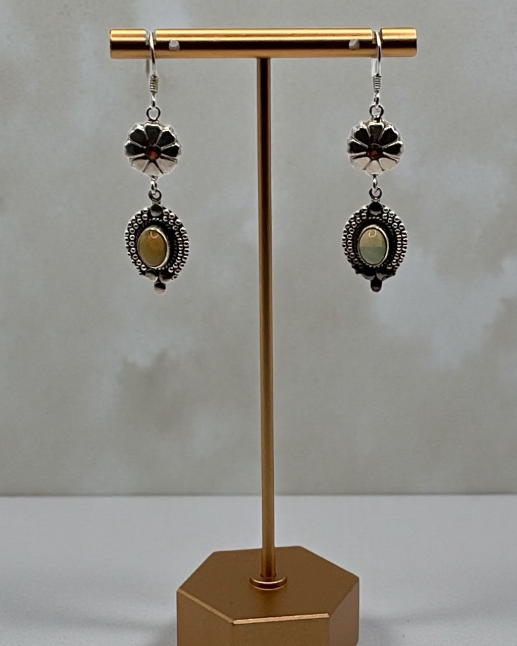 Bling Collection - Opal & Garnet Designer Earring (Sterling)