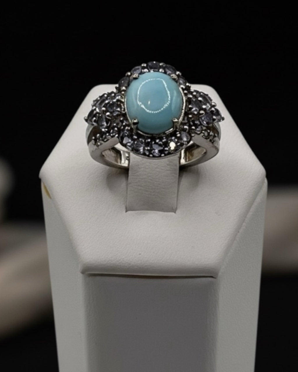 Bling Collection - Larimar & Tanzanite Gemstone Ring (Sterling)