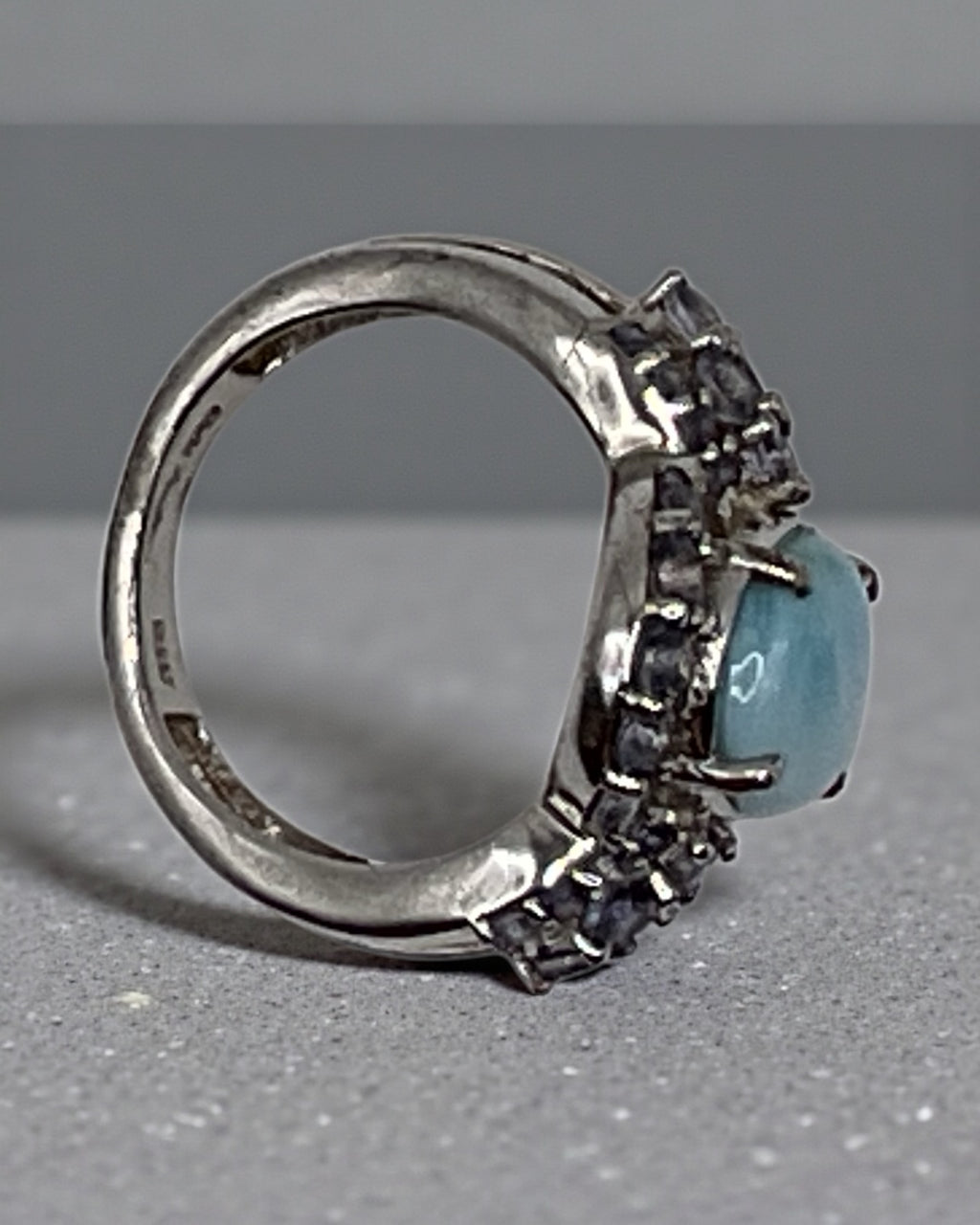 Bling Collection - Larimar & Tanzanite Gemstone Ring (Sterling)