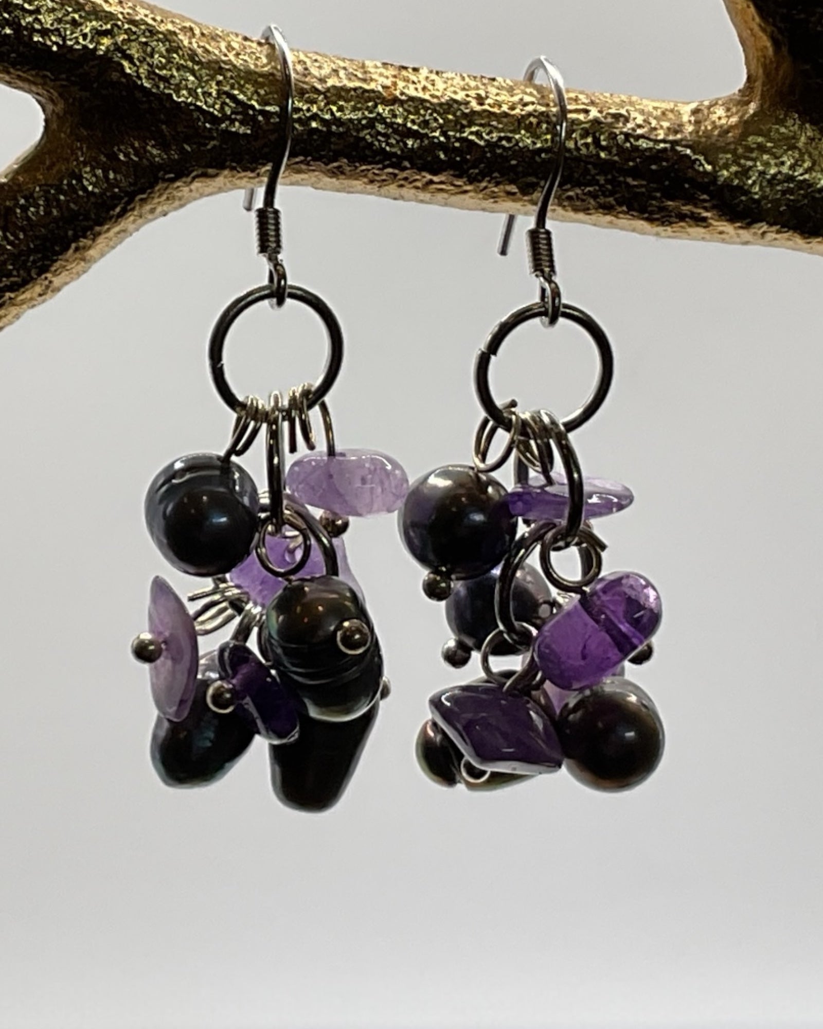 Bling Collection - Pearls & Amethyst Designer Earring (Sterling)