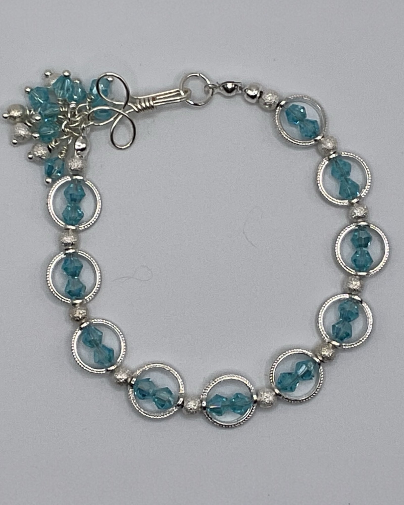 Sky Blue Crystal & Silver Dainty Bracelet