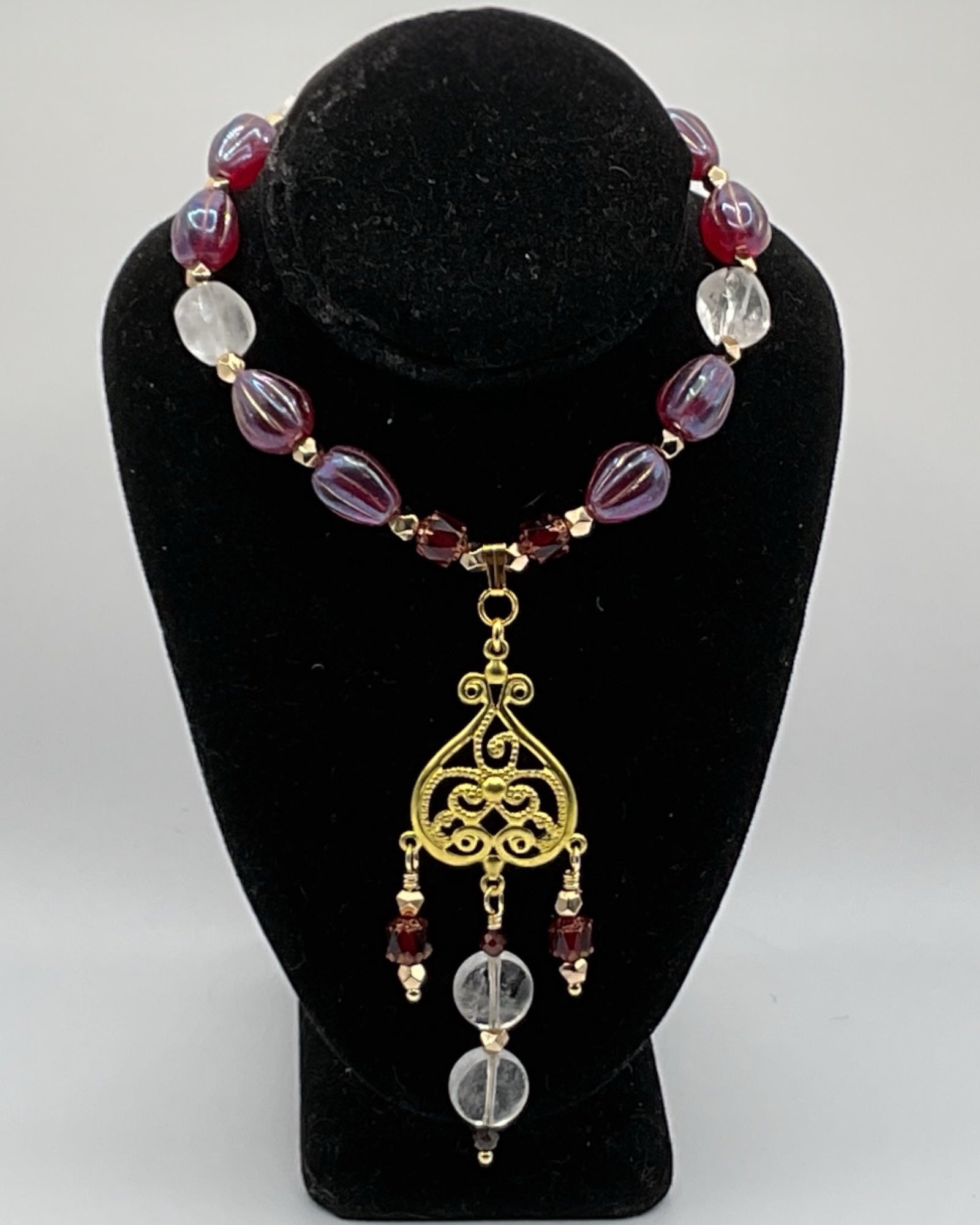 2-Piece Aura Quartz and Garnet Jewelry Set