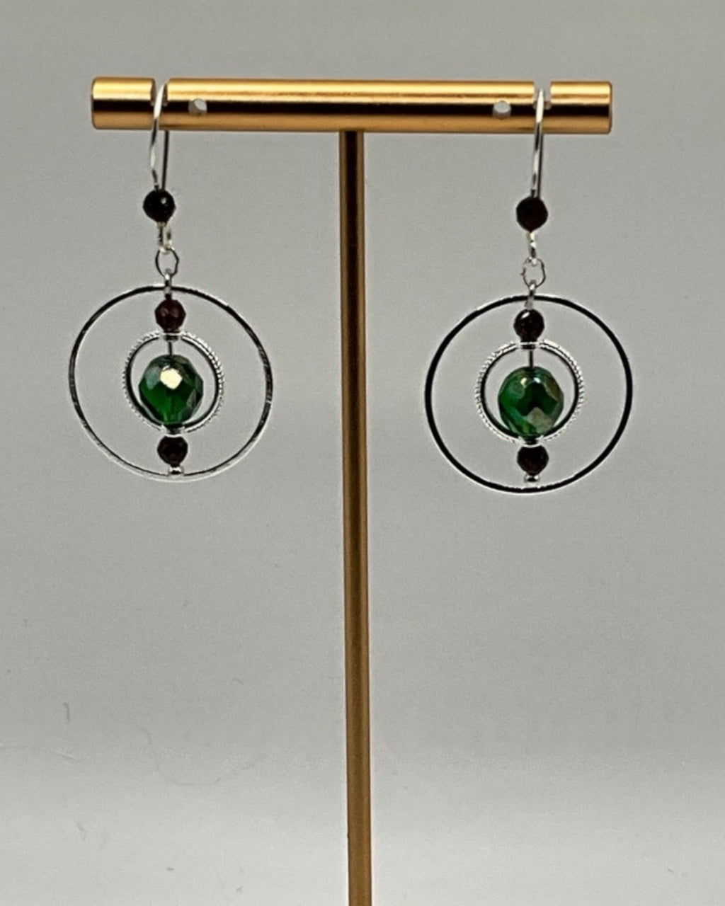 Green Topaz & Garnet Casual Earrings