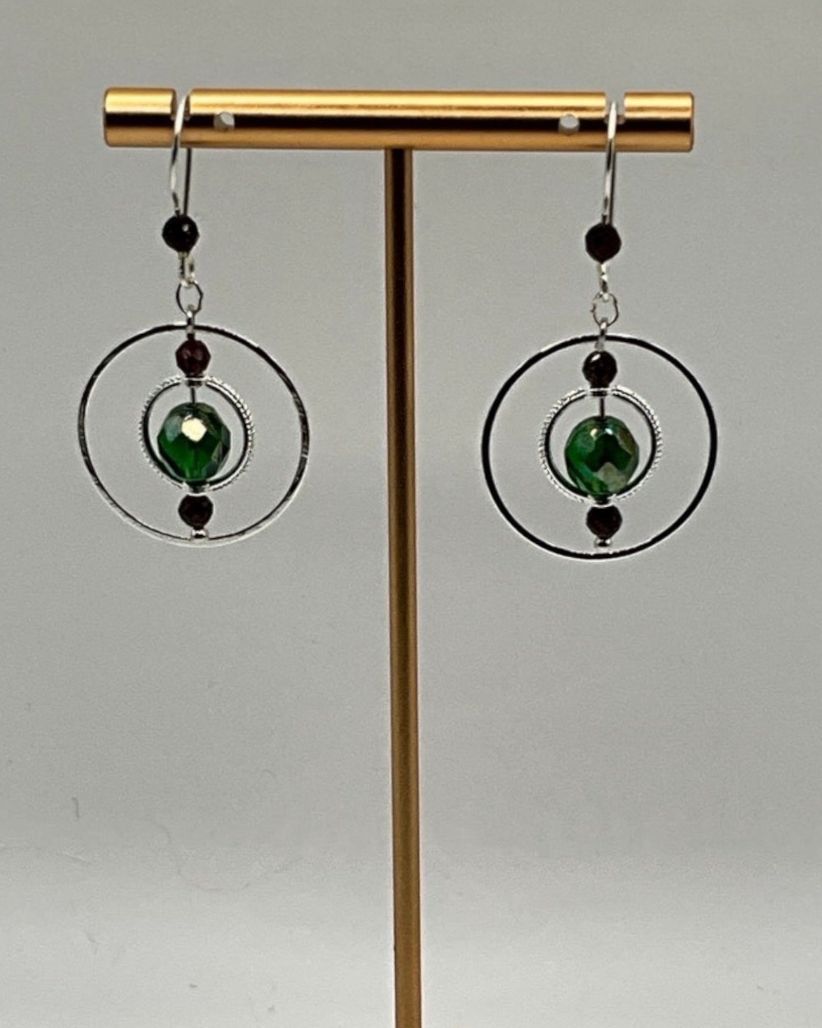 Green Topaz & Garnet Casual Earrings