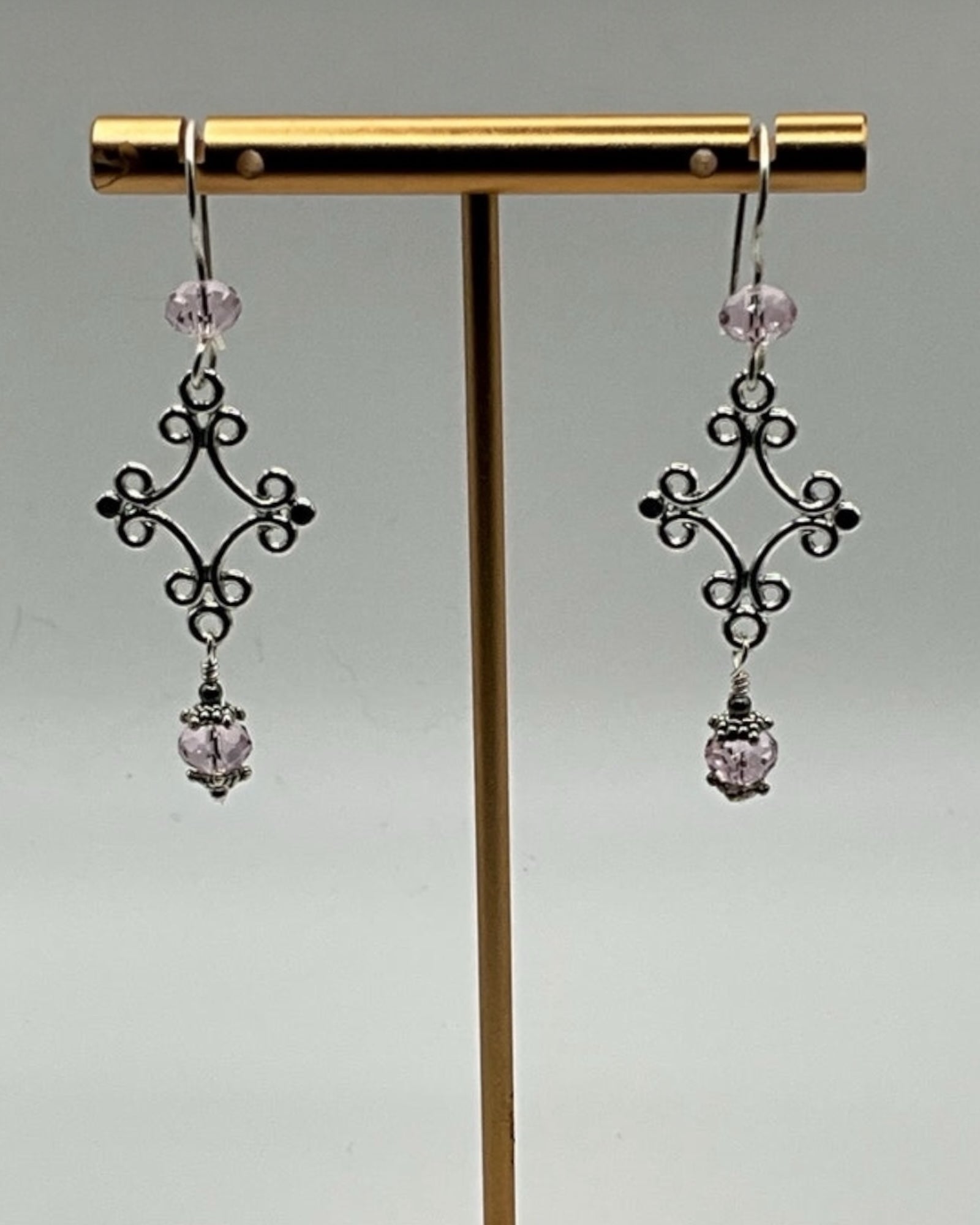 Rose Quartz Filigree Casual Earrings