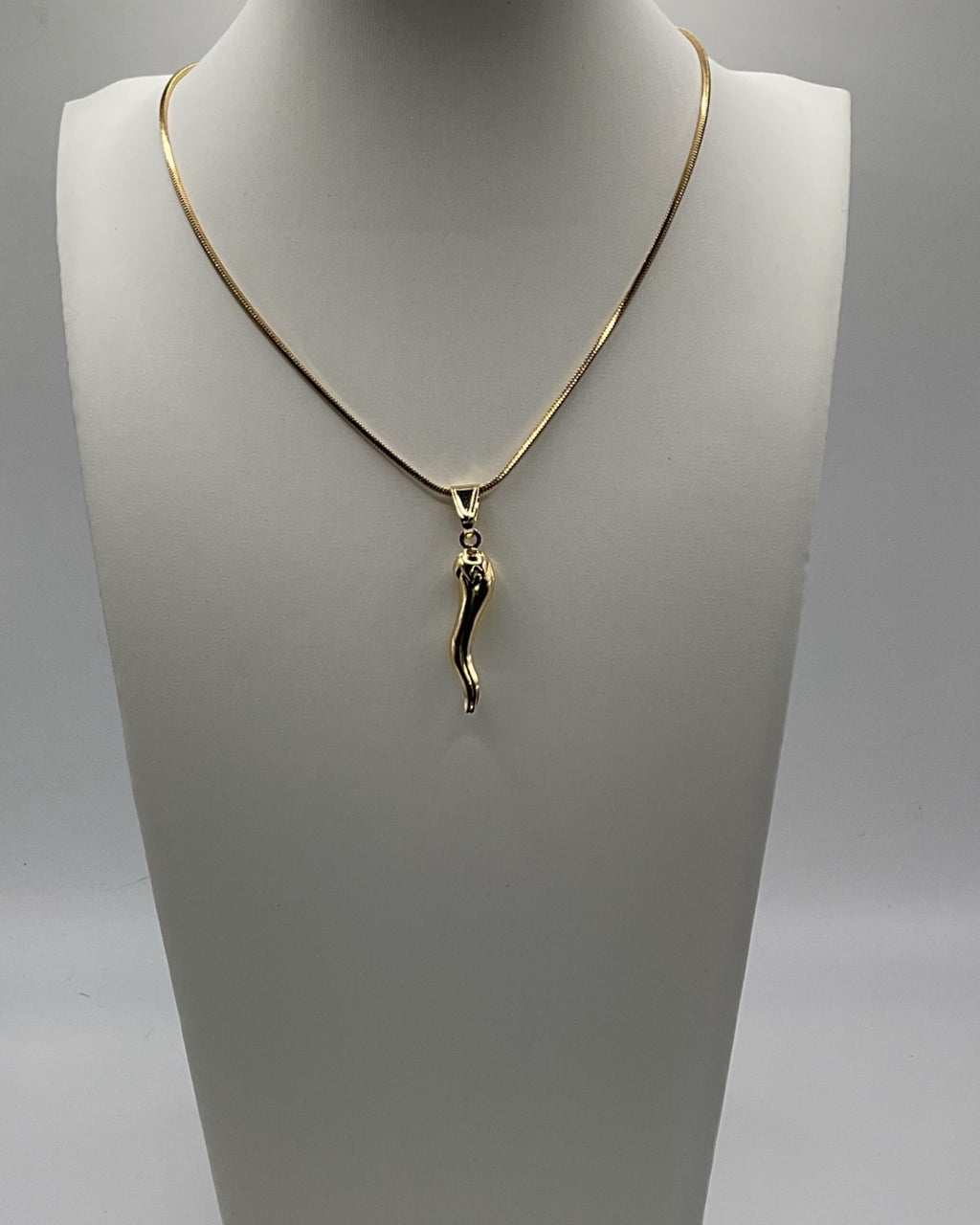 Bling Collection - Dainty Necklace Italian Horn (Gold over Sterling)