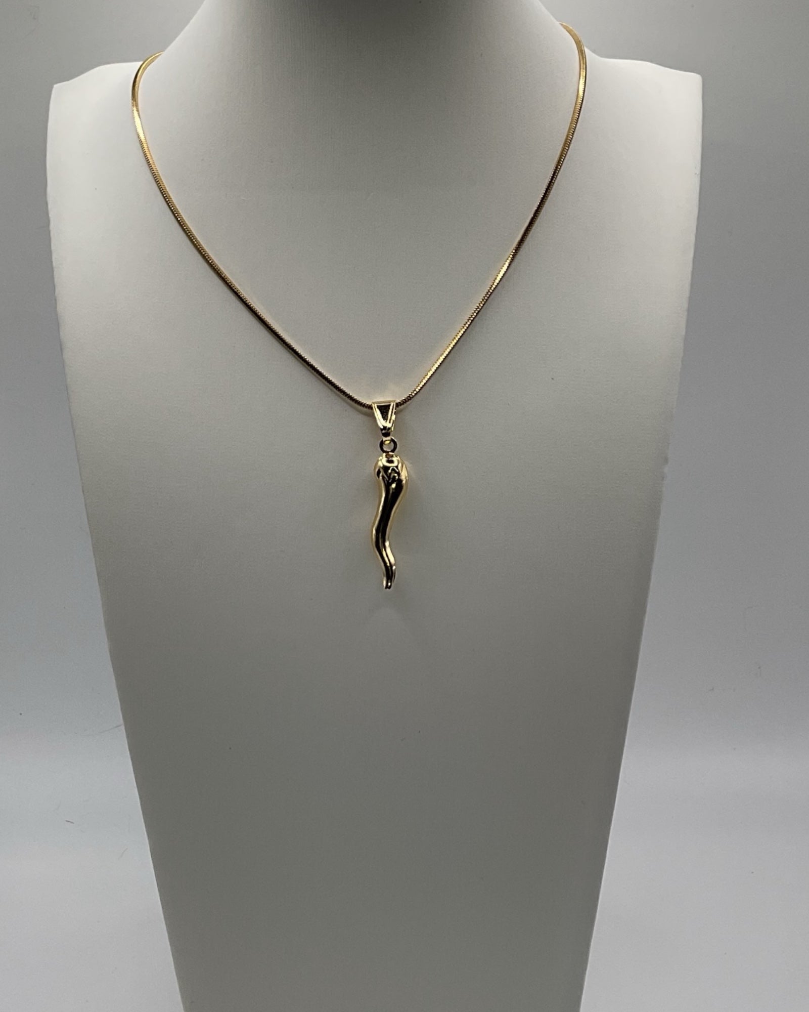 Bling Collection - Dainty Necklace Italian Horn (Gold over Sterling)