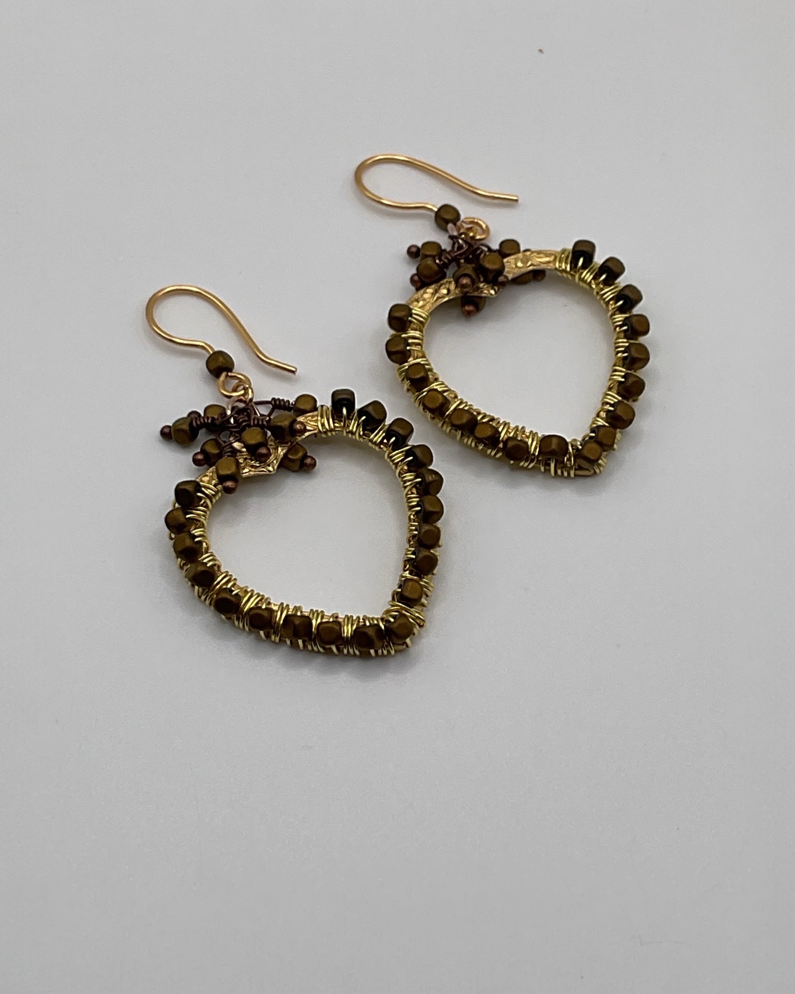 Hematite Gold Heart Designer Earrings