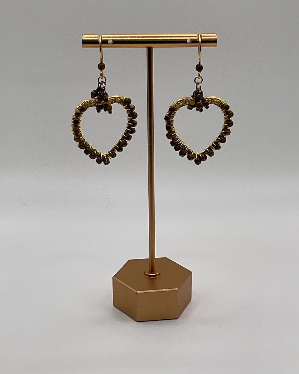 Hematite Gold Heart Designer Earrings
