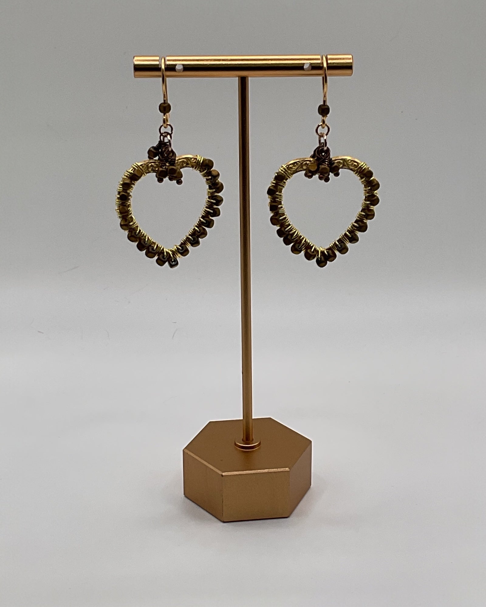 Hematite Gold Heart Designer Earrings