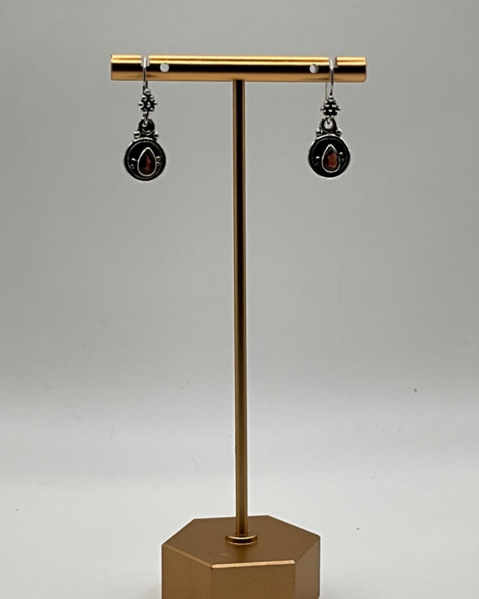 Bling Collection - Garnet Designer Earrings - (Sterling)