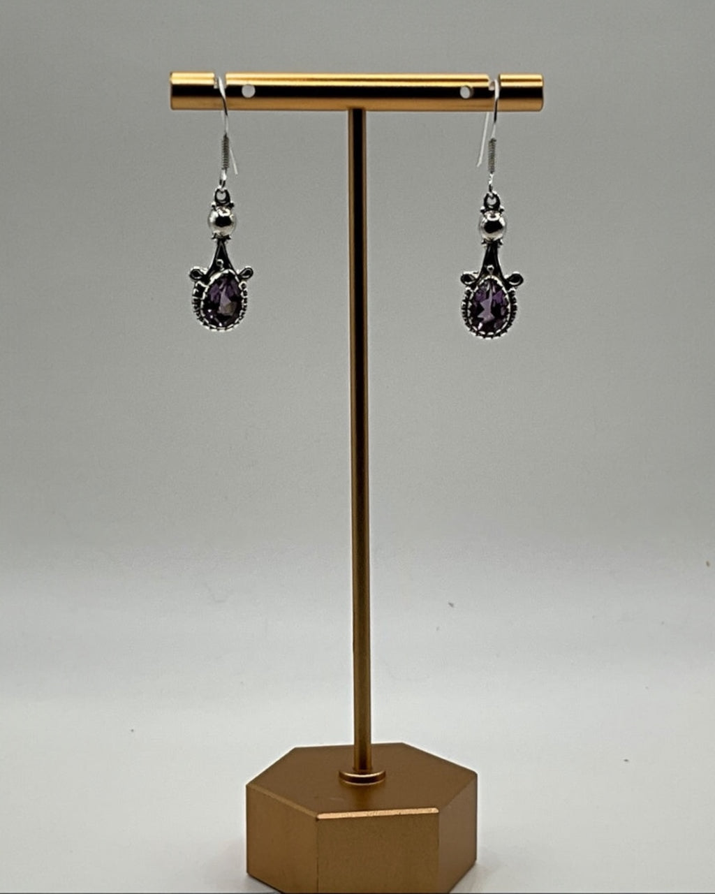 Bling Collection - Amethyst Designer Earrings - (Sterling)