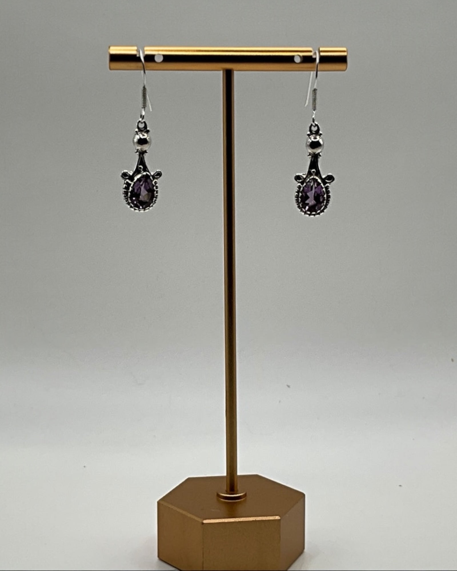 Bling Collection - Amethyst Designer Earrings - (Sterling)