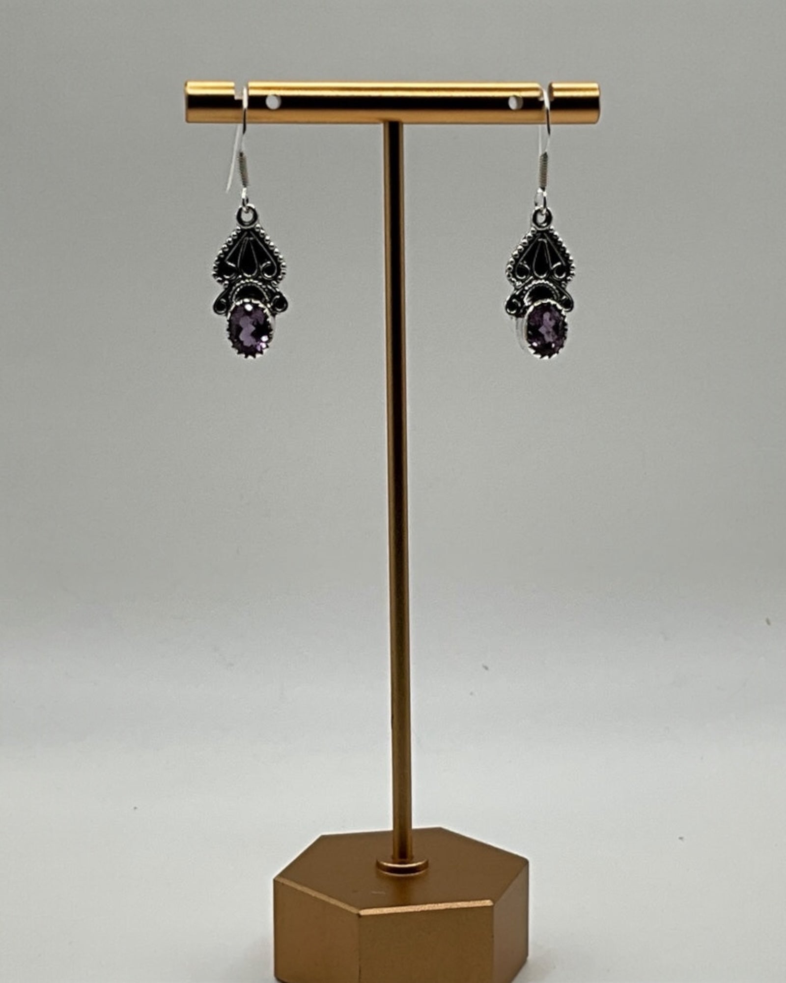 Bling Collection - Amethyst Designer Earrings - (Sterling)