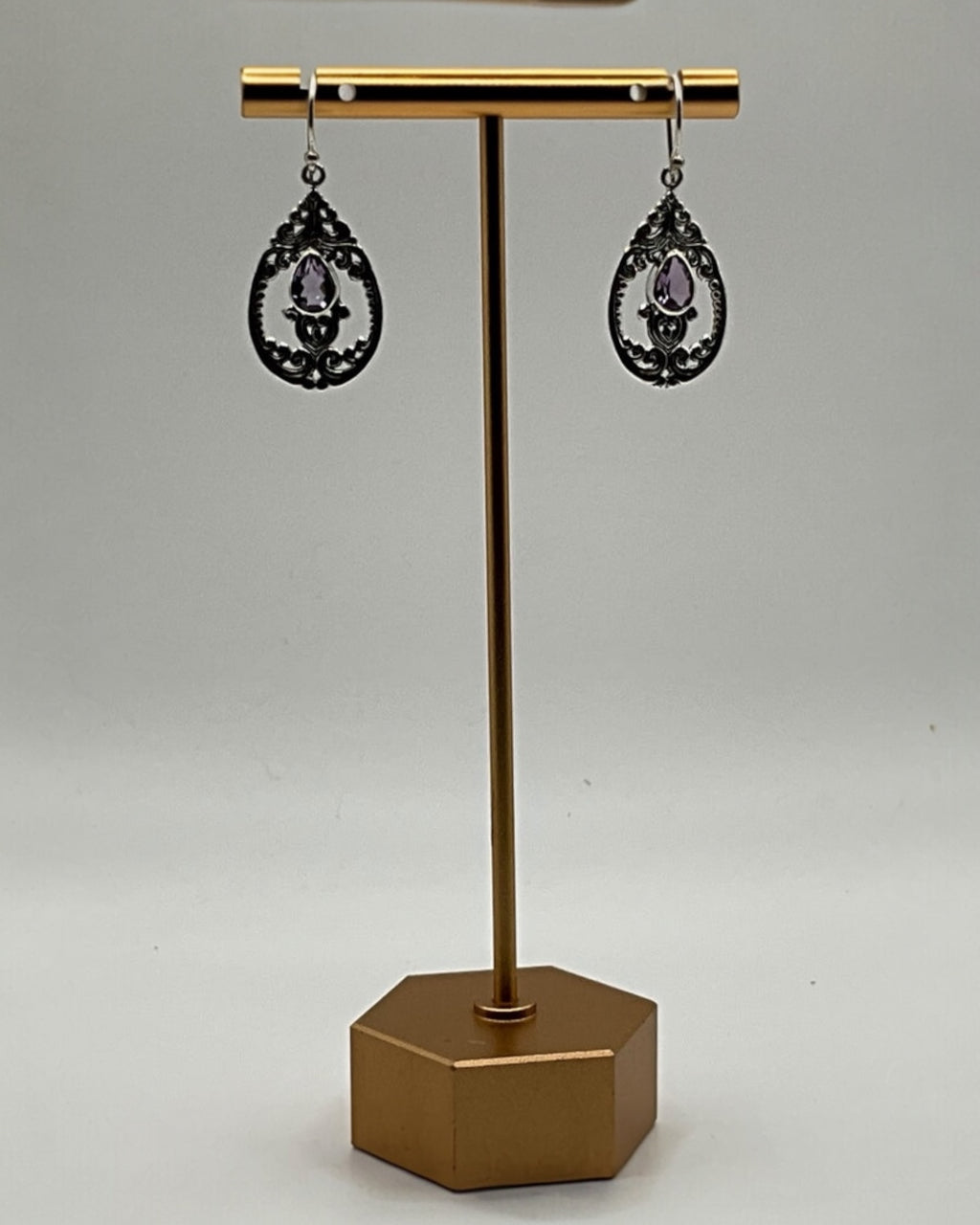 Bling Collection - Amethyst Designer Earrings - (Sterling)