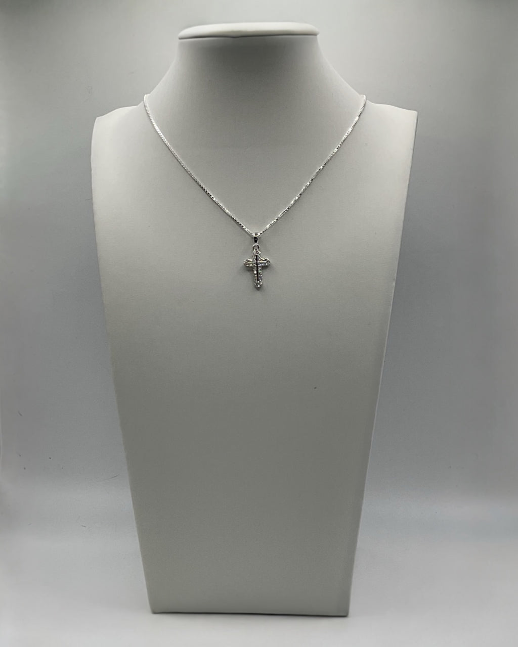 Bling Collection - Dainty Cross Necklace (Sterling) (Moissanite)