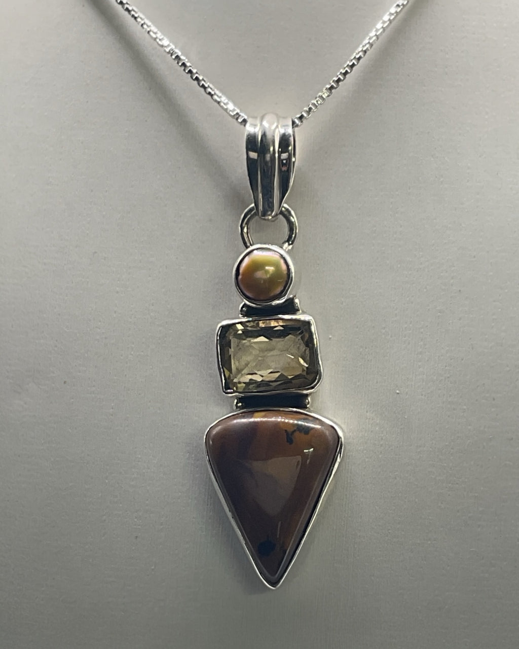 Bling Collection - Pearl, Citrine & Tiger Eye Dainty Necklace (Sterling)