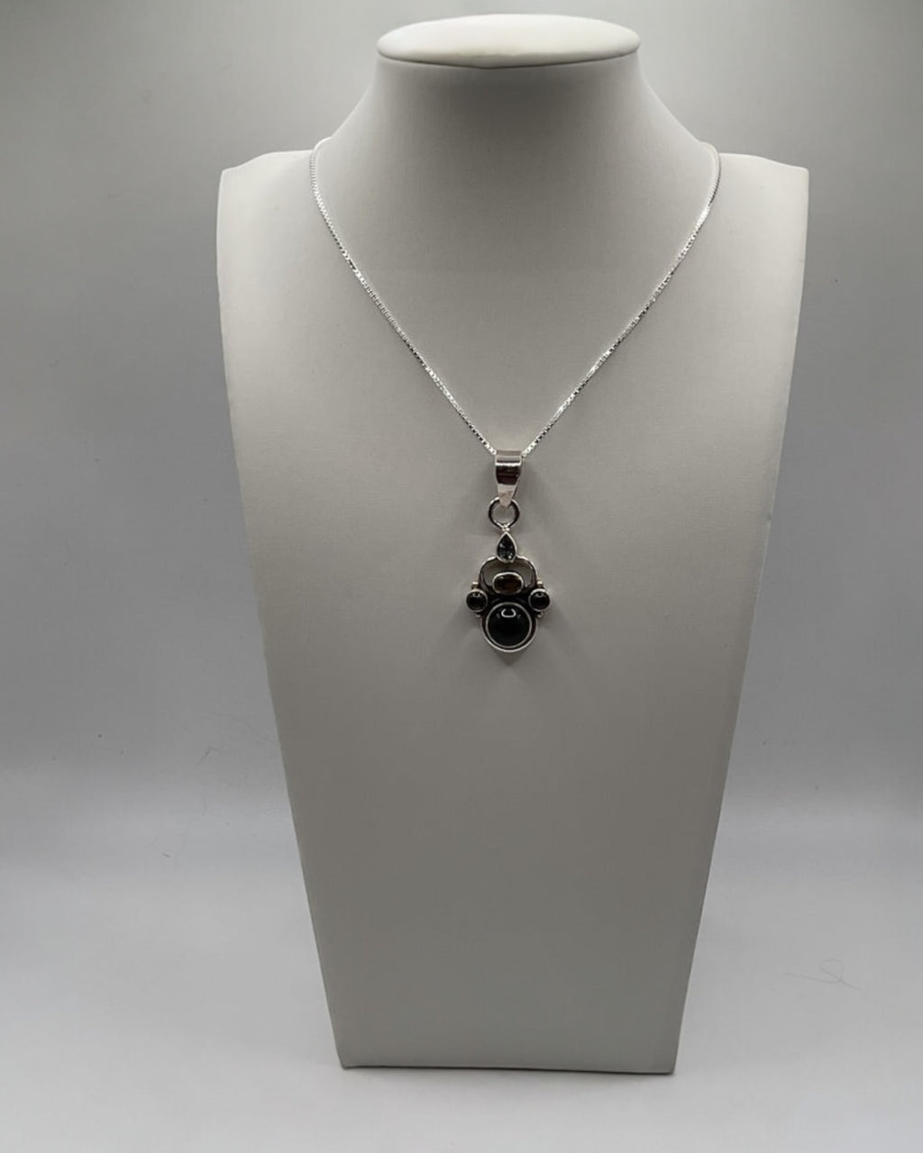 Bling Collection - Blue Topaz, Citrine, Garnet, Black Onyx Dainty Necklace (Sterling)