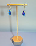 Bling Collection - Purple Blue Dahlia Designer Earrings (Sterling)