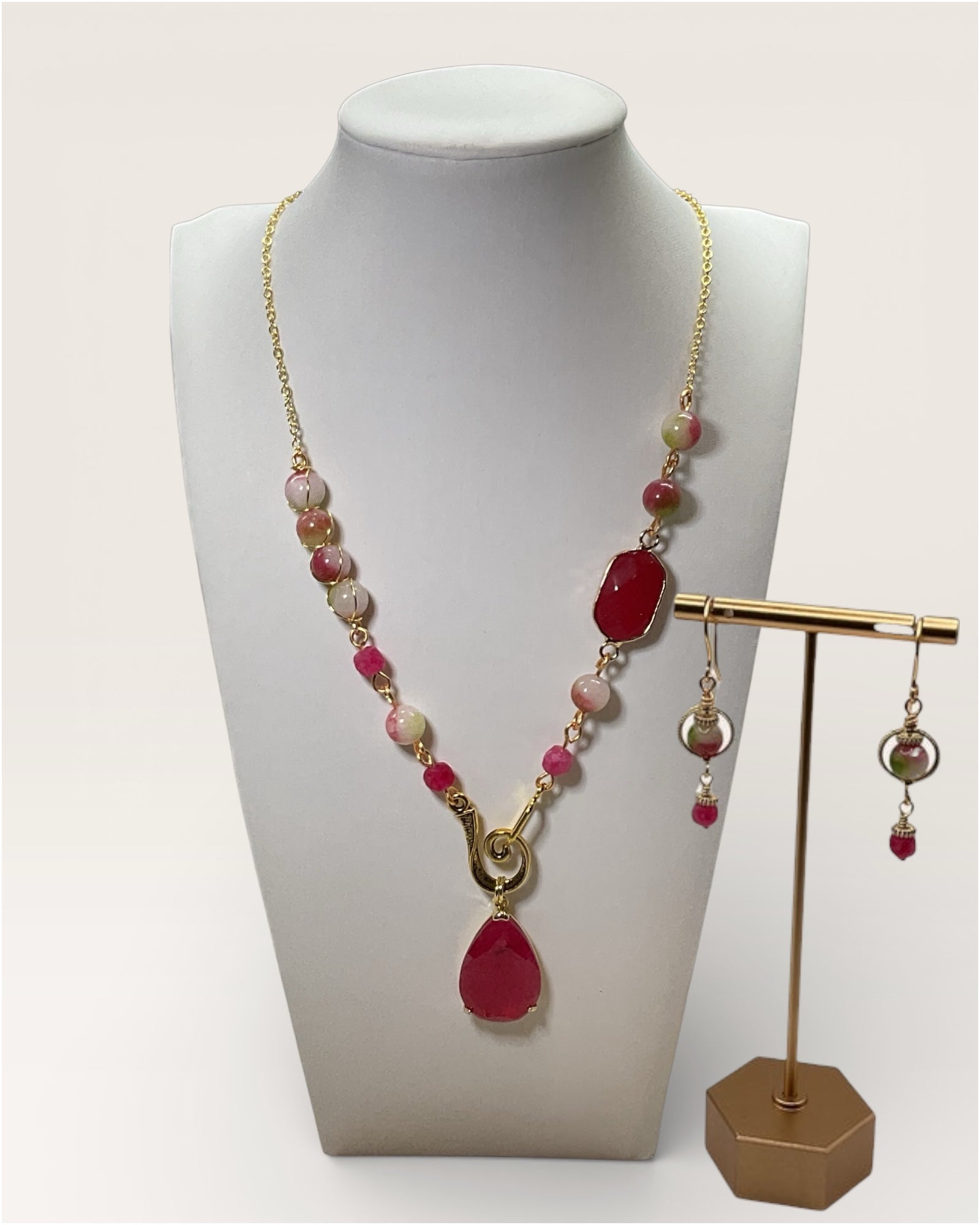 2-Piece Watermelon Tourmaline Jewelry Set