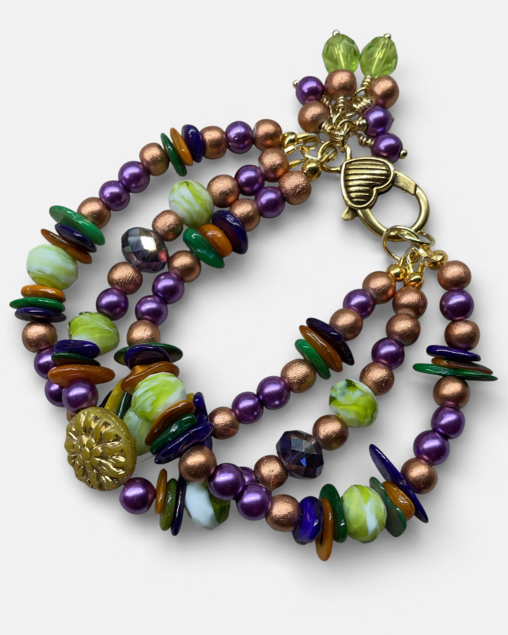 Lamp Work Glass, Abalone and Pearl Designer Bracelet