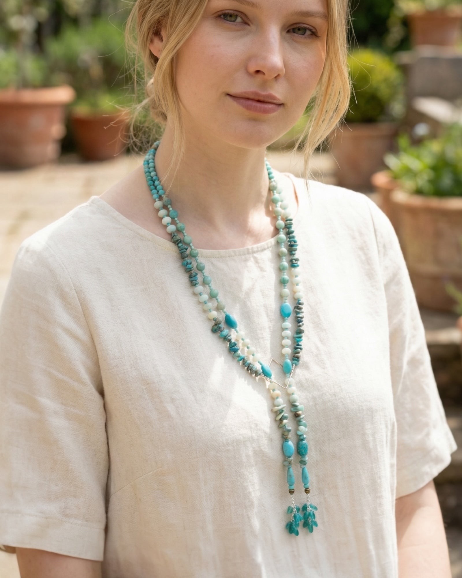 Amazonite & Turquoise Lariat Necklace