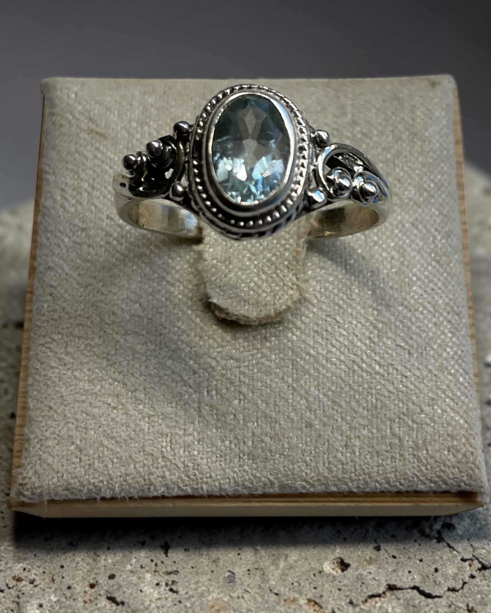 Bling Collection - Blue Topaz Gemstone Ring (Sterling)
