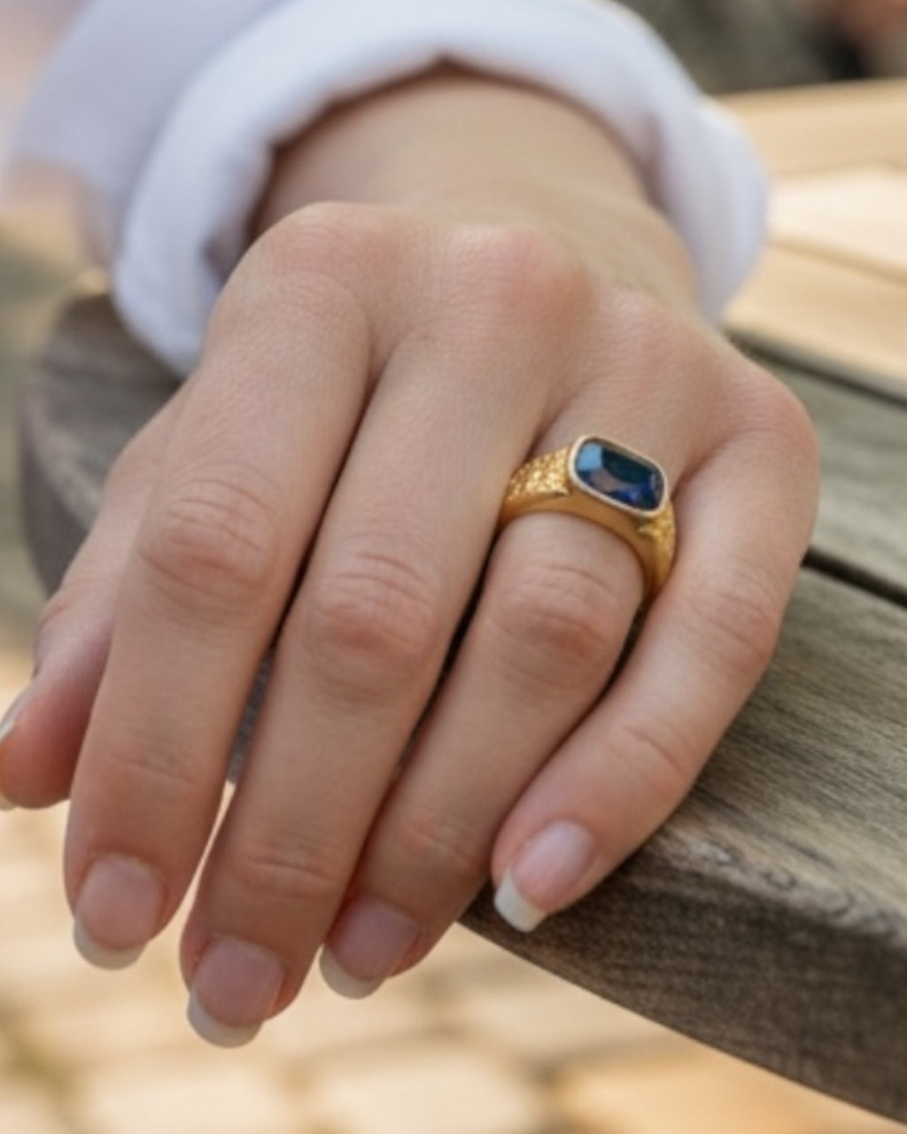 Bling Collection - Blue Sapphire Gemstone Ring (Cubic Zirconia) (Sterling)
