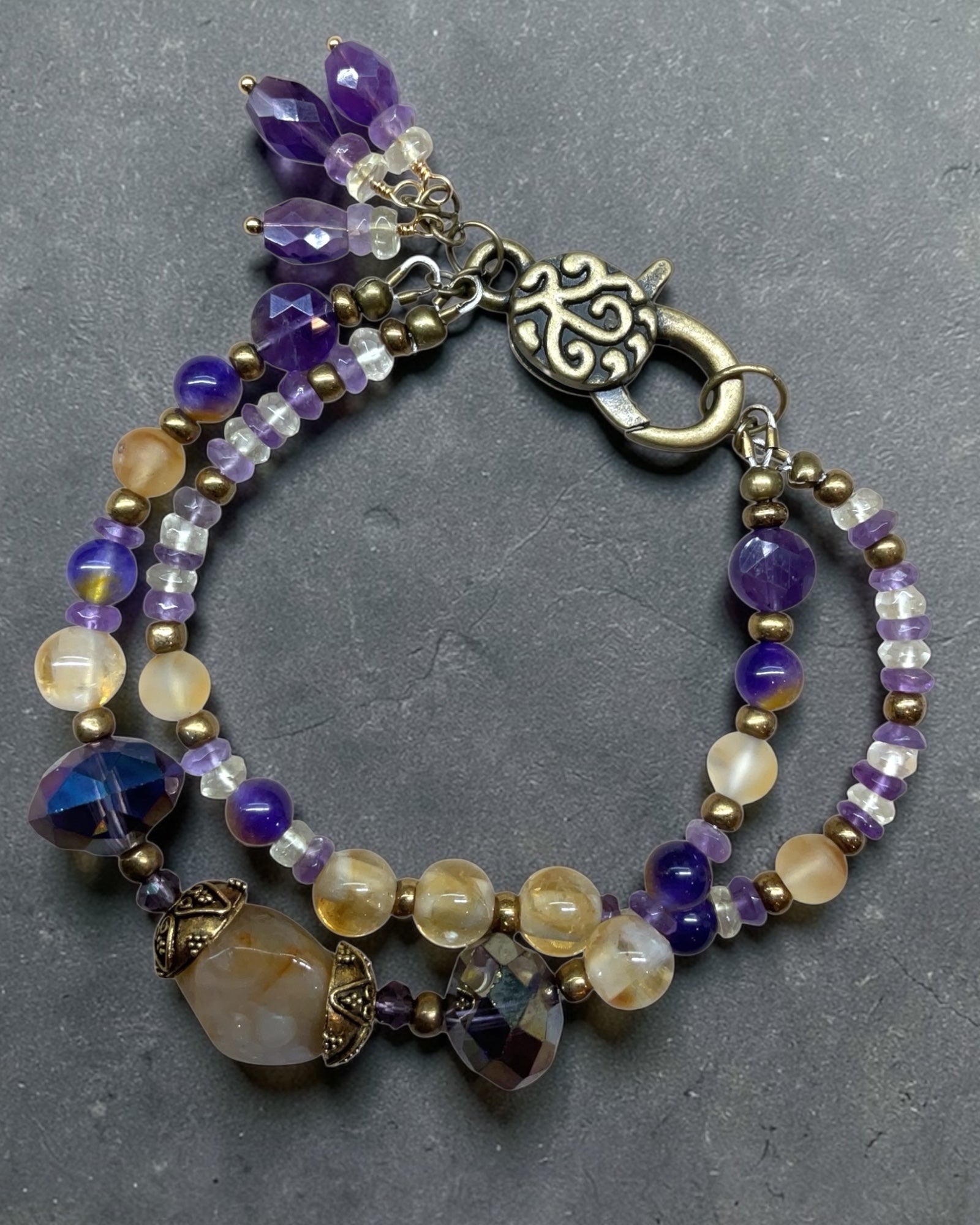 Ametrine, Citrine & Amethyst Designer Bracelet