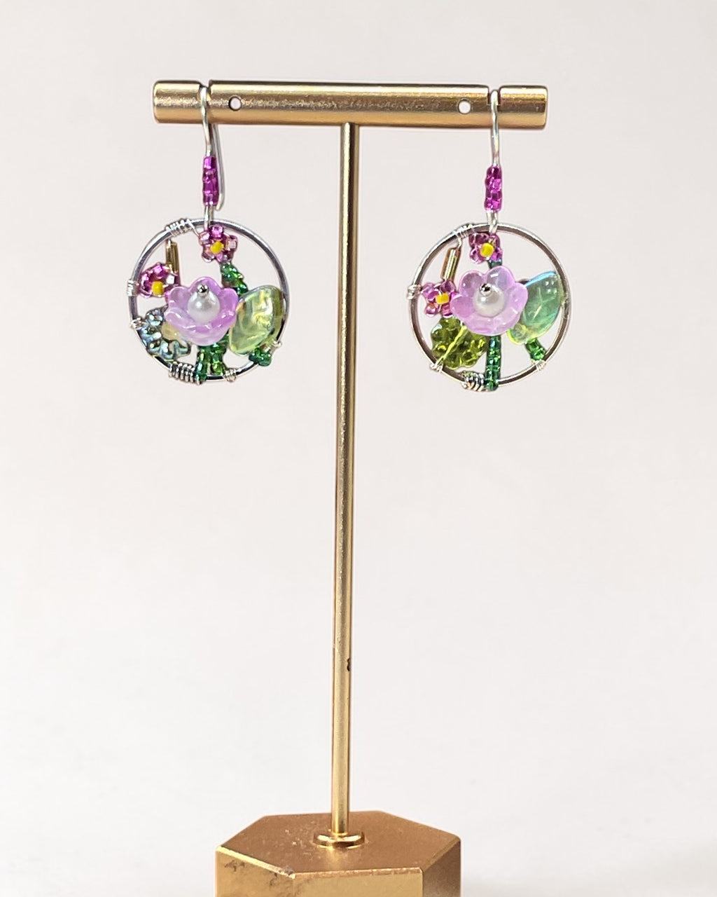 Flower Garden Hoop Designer Earrings