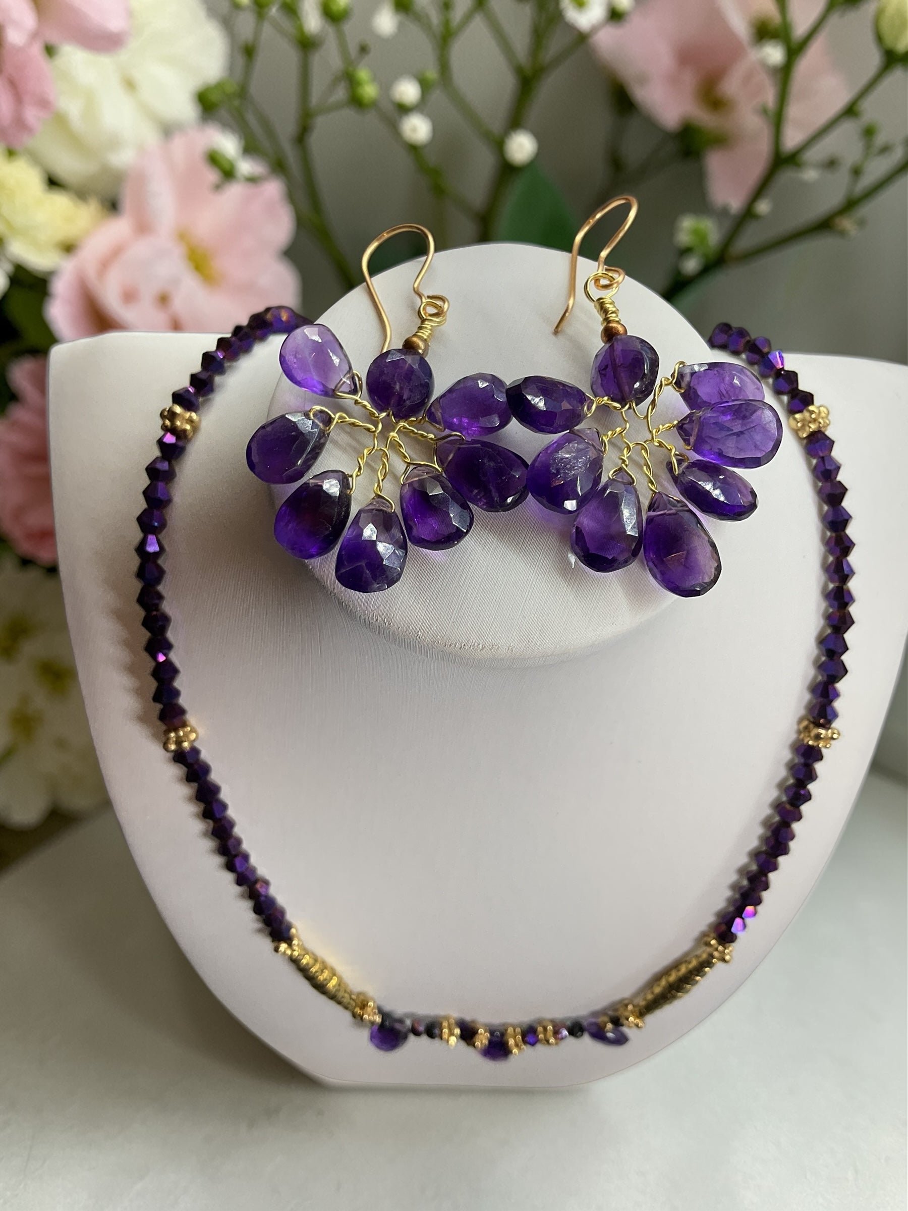2-Piece Amethyst & Crystals Jewelry Set