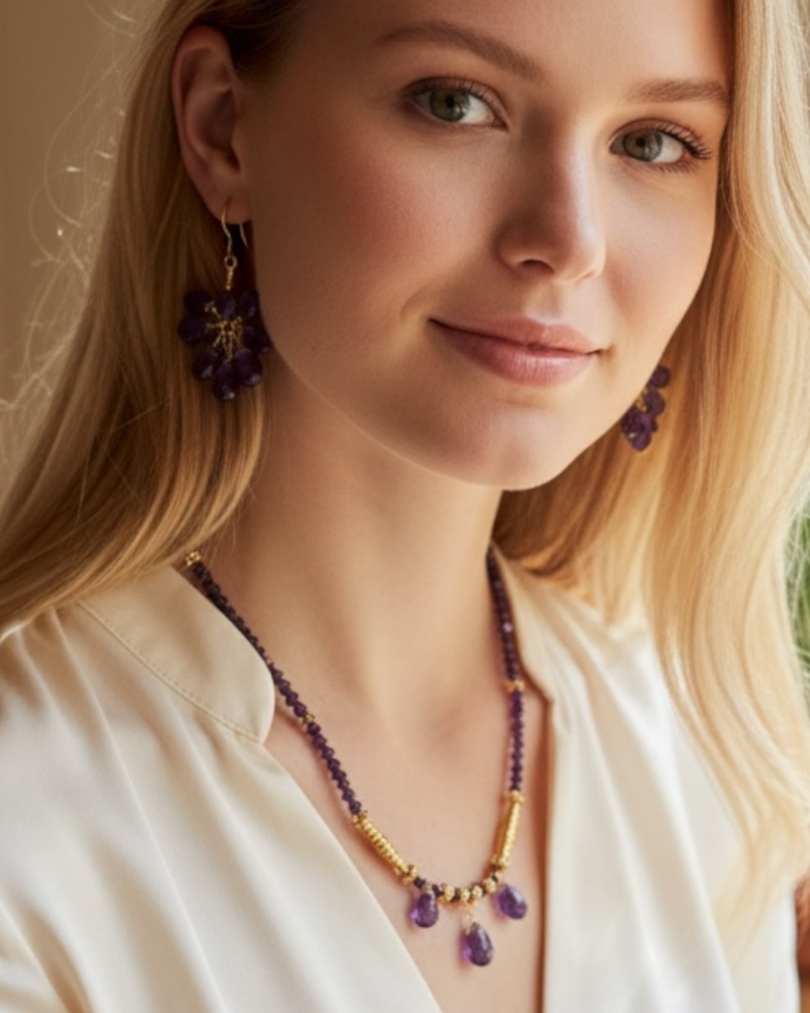 2-Piece Amethyst & Crystals Jewelry Set
