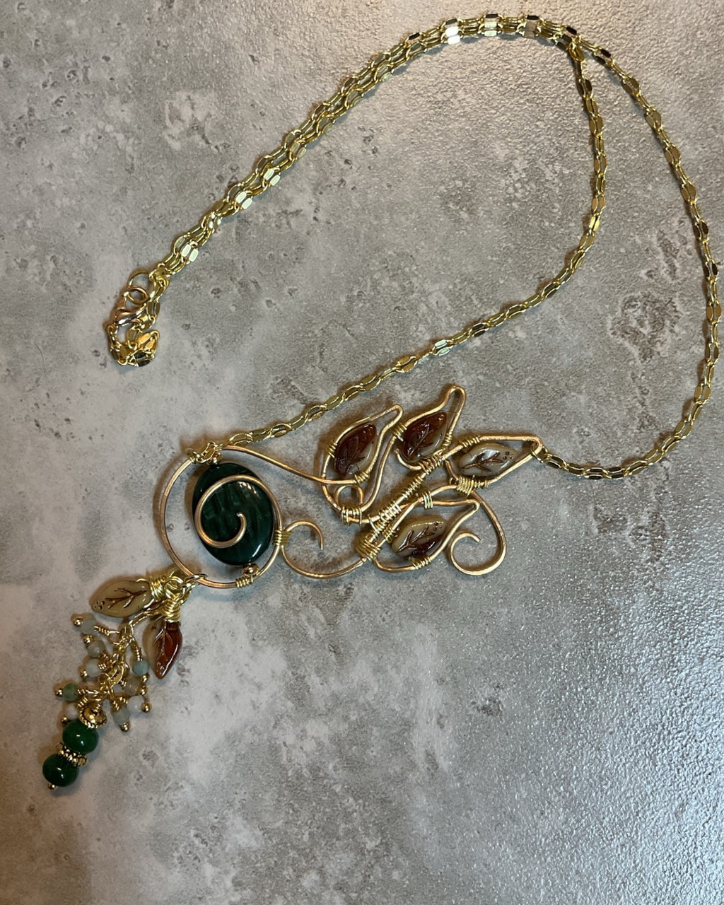 Jade, Jasper & Czech Glass Asymmetrical Necklace
