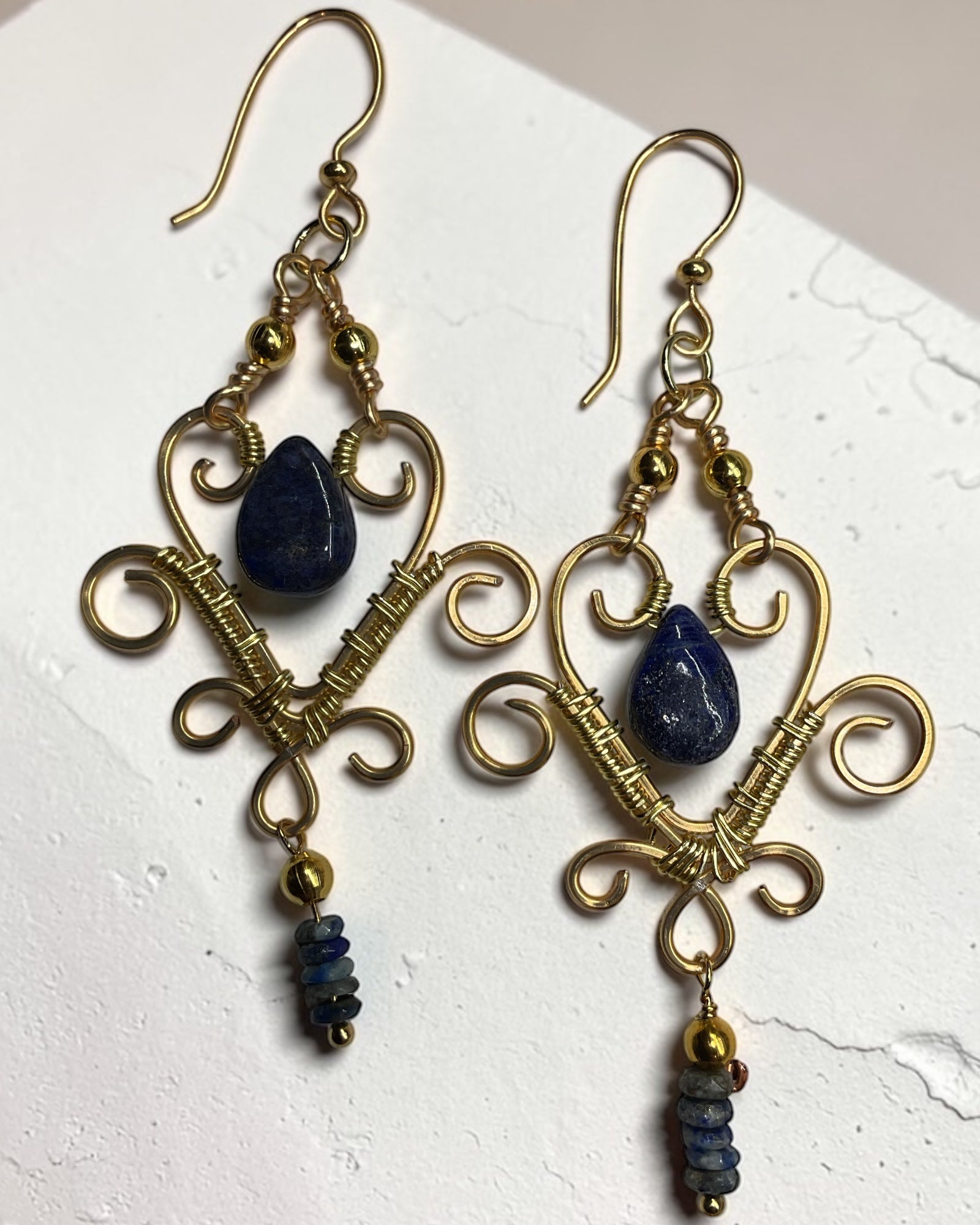 Lapis Lazuli Chandelier Designer Earrings
