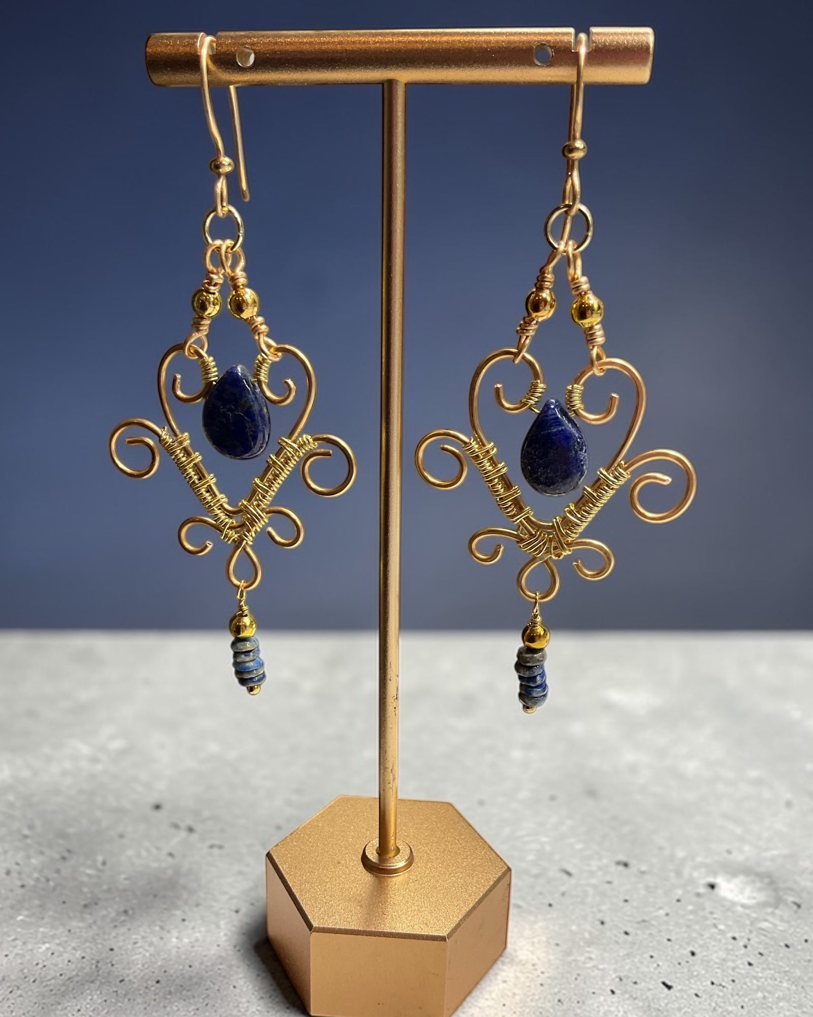 Lapis Lazuli Chandelier Designer Earrings