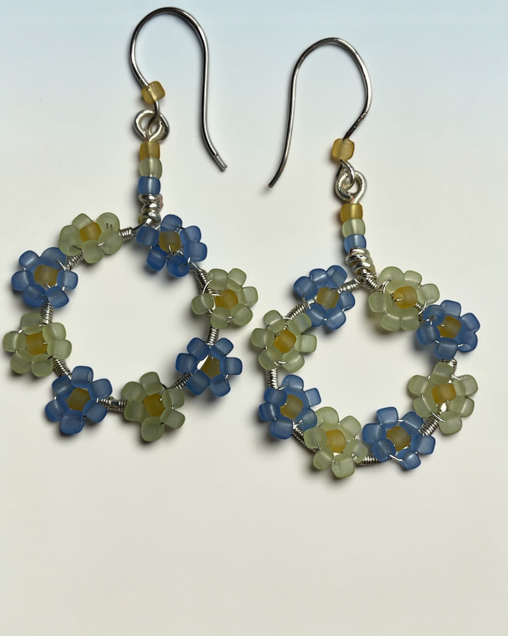 Sea Glass Daisy Designer Earrings
