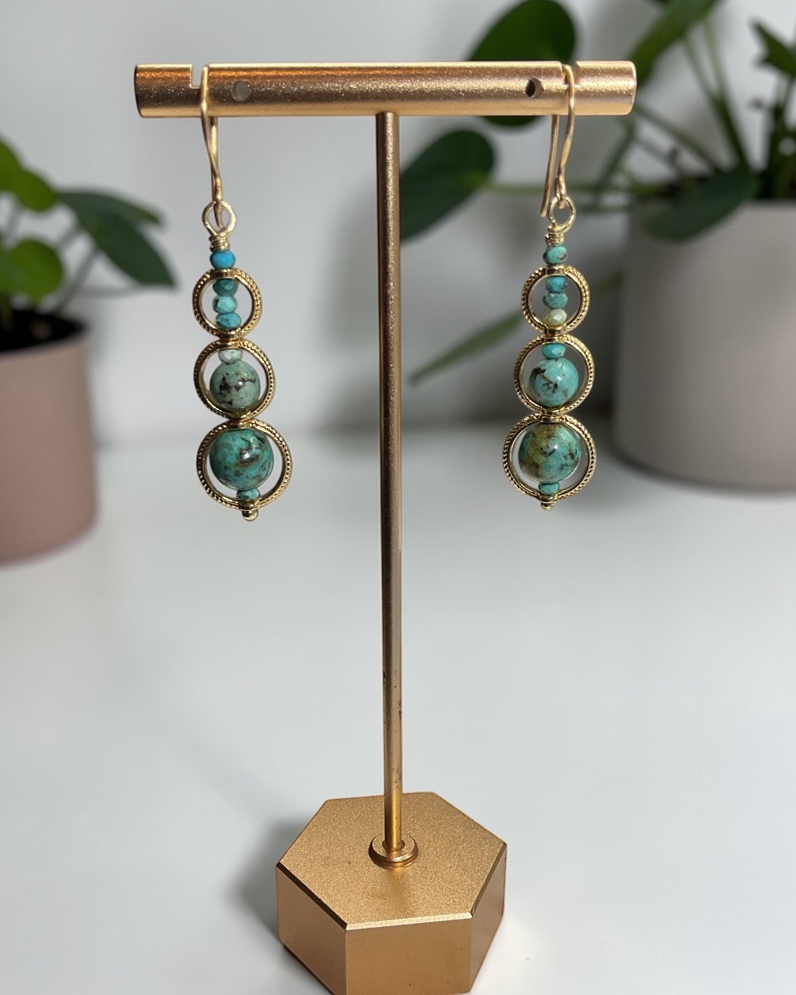 African Turquoise Casual Earrings