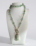 Chrysocolla & Druzy Quartz Lariat Necklace