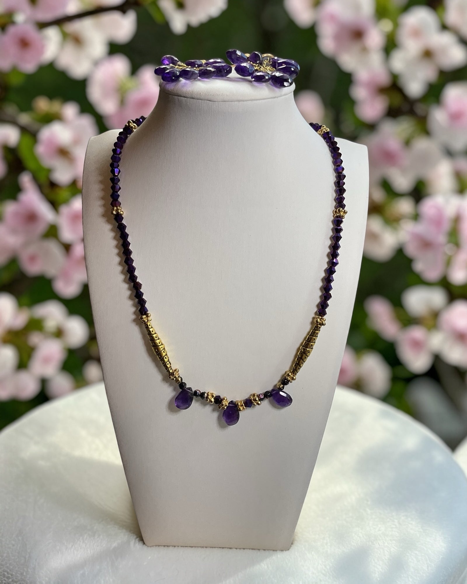 2-Piece Amethyst & Crystals Jewelry Set