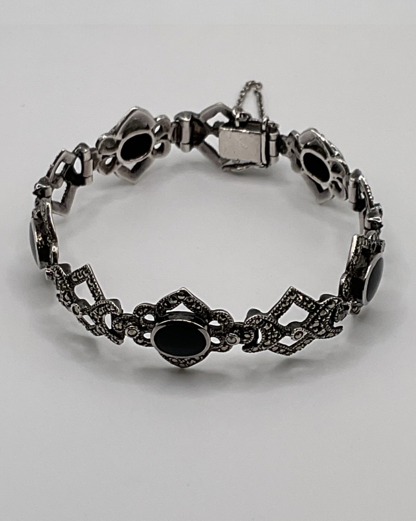 Marcasite and Black Onyx Bracelet - Estate Sale (Great Condition)