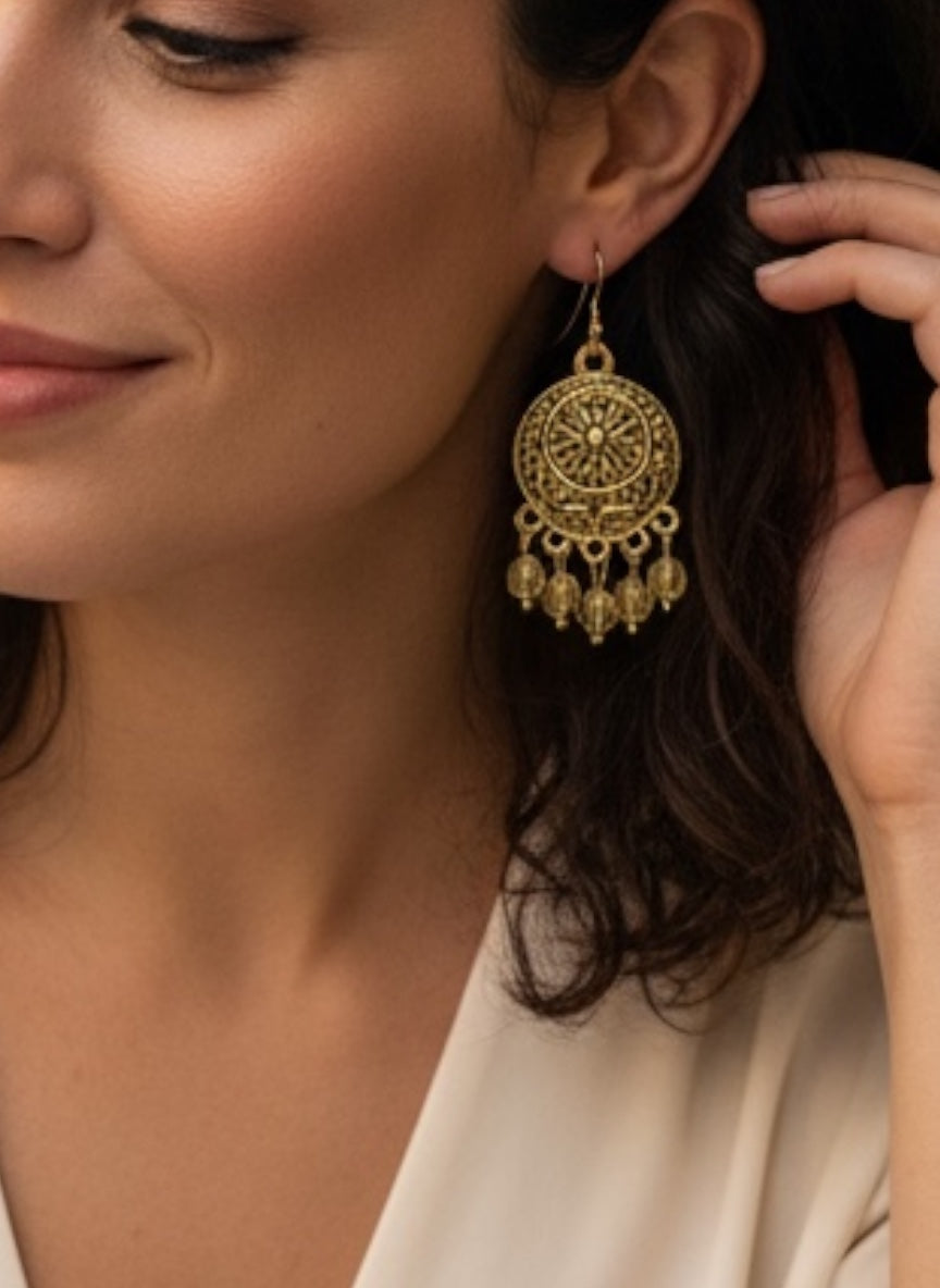 Yellow Czech Glass Casual Earrings