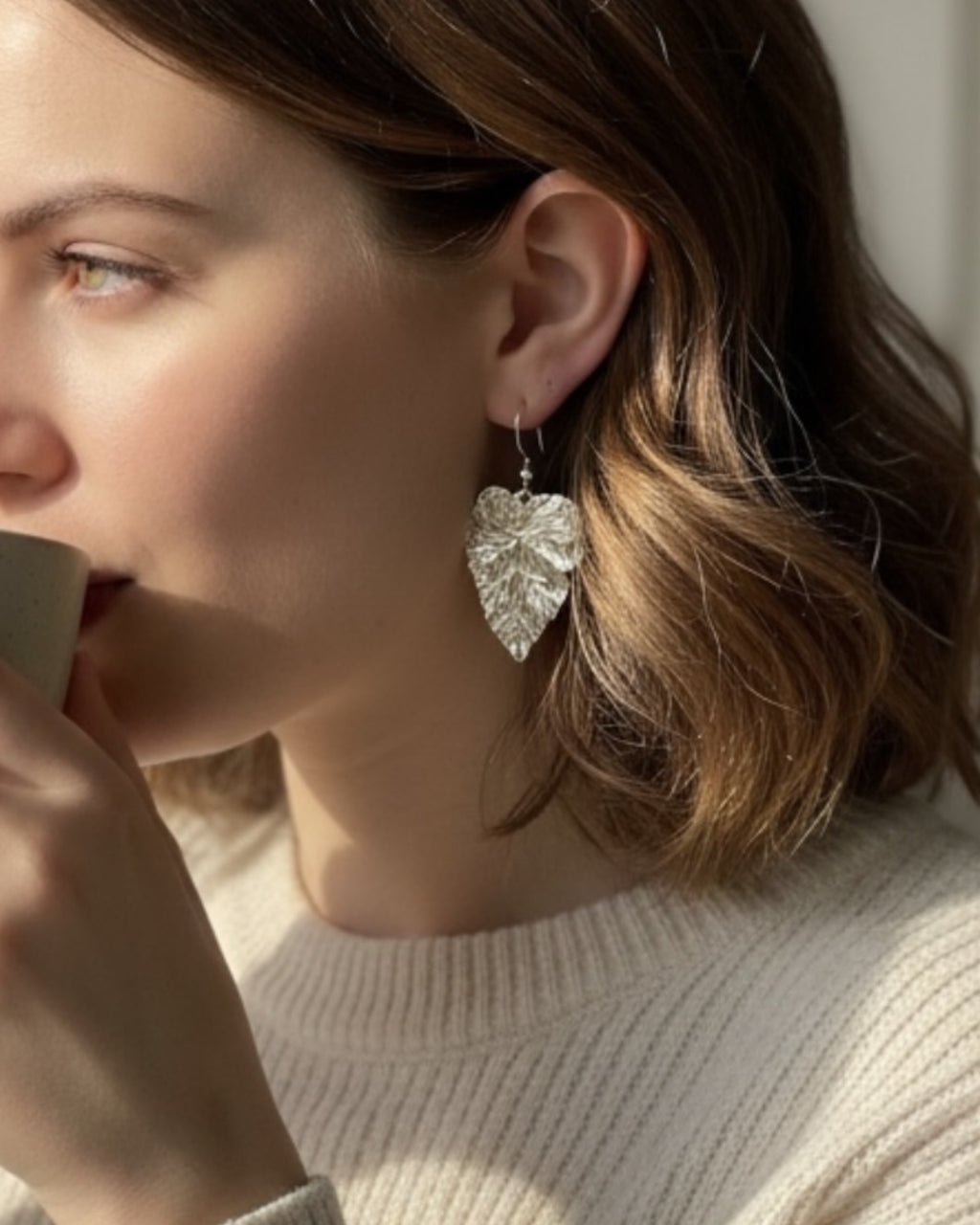 Silver Leaf Casual Earrings