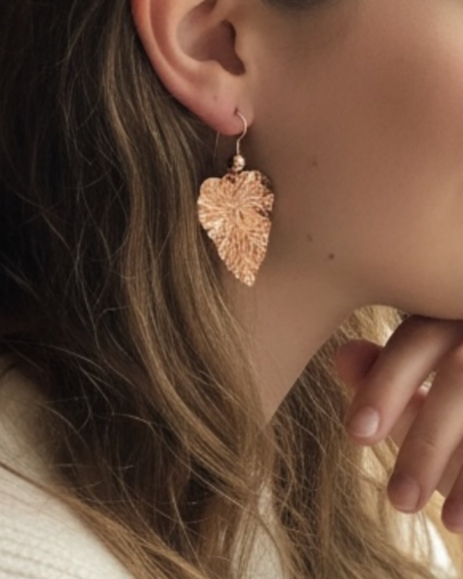Copper Leaf Casual Earrings