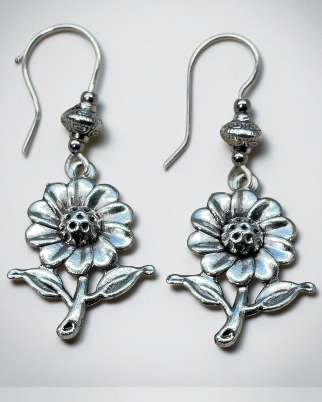 Silver Sunflower Casual Earrings
