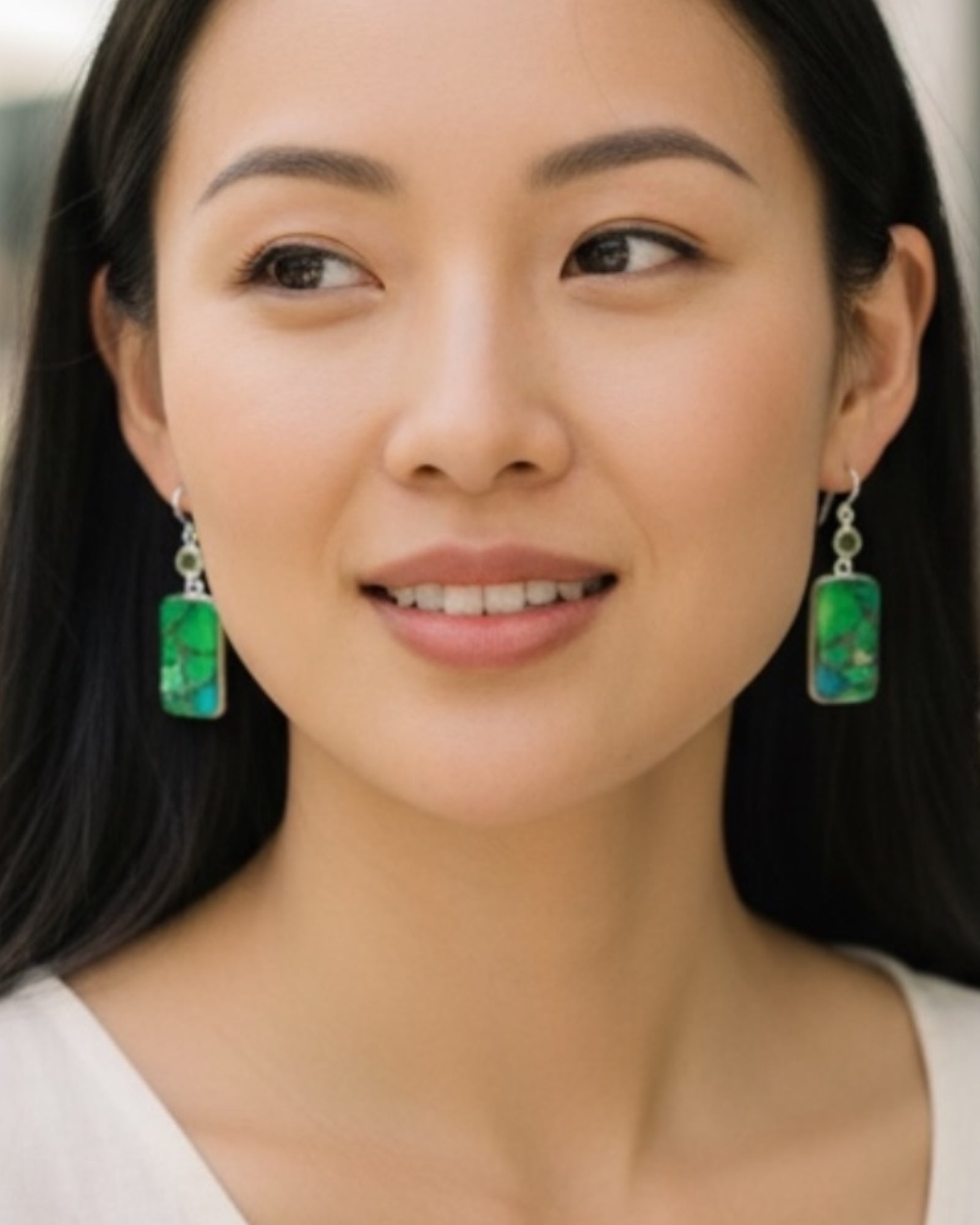 Bling Collection - Peacock Dahlia Teardrop Designer Earrings (Sterling)