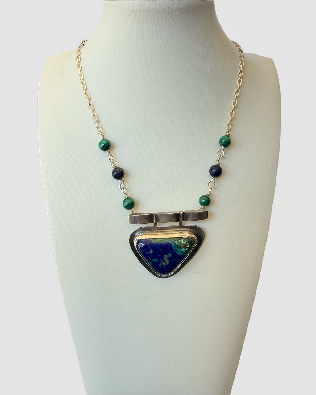 Regina Marie Sterling Silver Lapis and Malachite Necklace - Estate Sale (Great Condition)