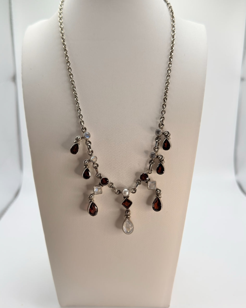 Nicky Butler Sterling Silver 16” Moonstone and Garnet Jewelry Set - Estate Sale (Great Condition)